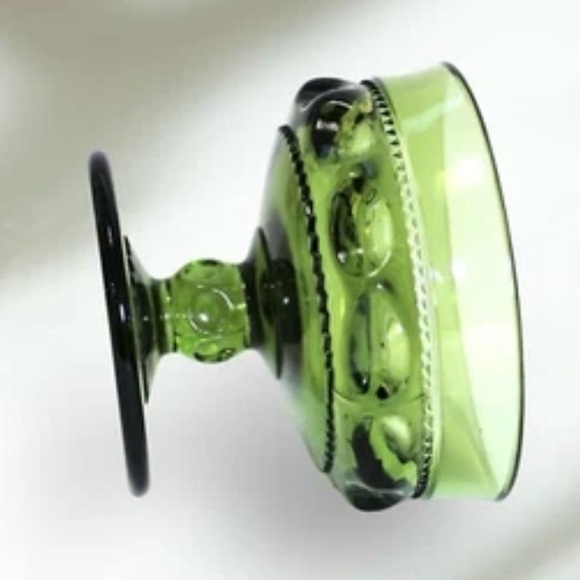 Vintage Indiana Kings Crown Green Thumbprint Glasses Champagne Sherbet Set Of 4 - Picture 3 of 5